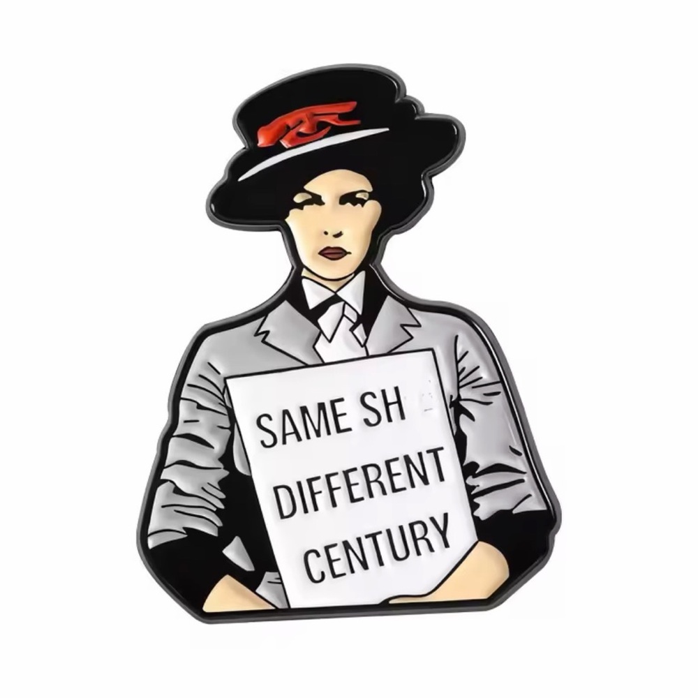 Protest Pin - Black, White & Red Enamel Metal Pin